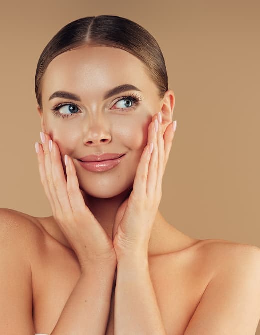 Smiling woman with clear skin